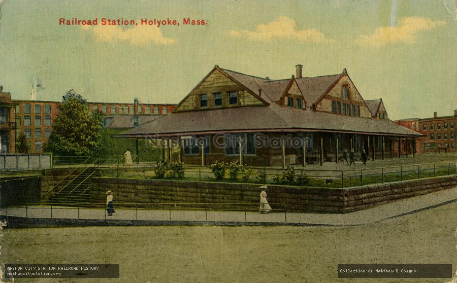 Postcard: Railroad Station, Holyoke, Massachusetts